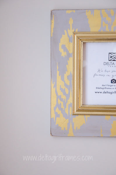 Gray and Bright Gold Ikat